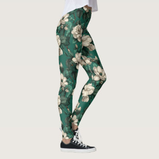 Green Cardio Gardenias Sparkle Gift For Leggings