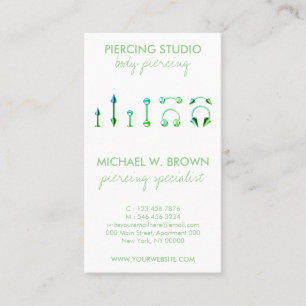 Green Care Card for Body Jewellery Piercing