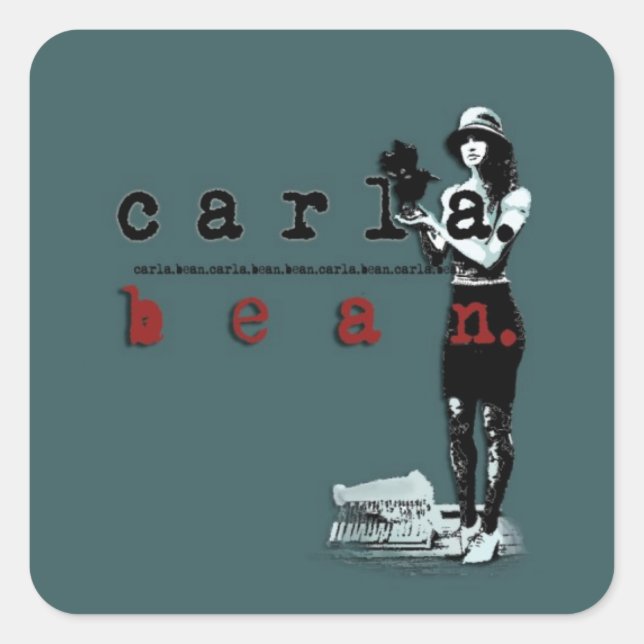 Green Carla Bean Square Sticker (Front)