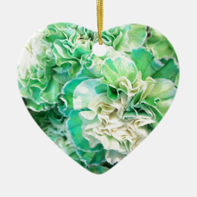 Green Carnation Ceramic Tree Decoration (Front)