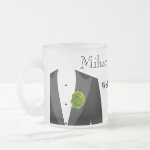 Green Carnation Frosted Glass Mug Gay Grooms' Gift