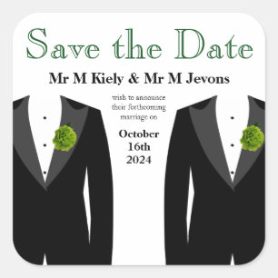 Green Carnation Gay Wedding Sticker Save The Date