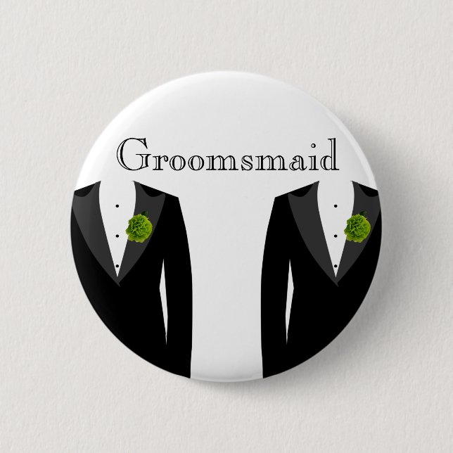 Green Carnation Groomsmaid Badge for a Gay Wedding (Front)
