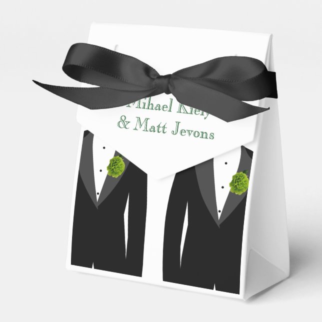 Green Carnations Favour Box for a Gay Wedding (Front Side)