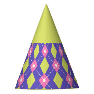 Green Carnival Harlequin Pattern Party Hat
