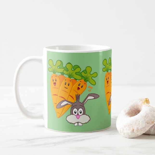 Green Carrots Rabbit Mug (With Donut)