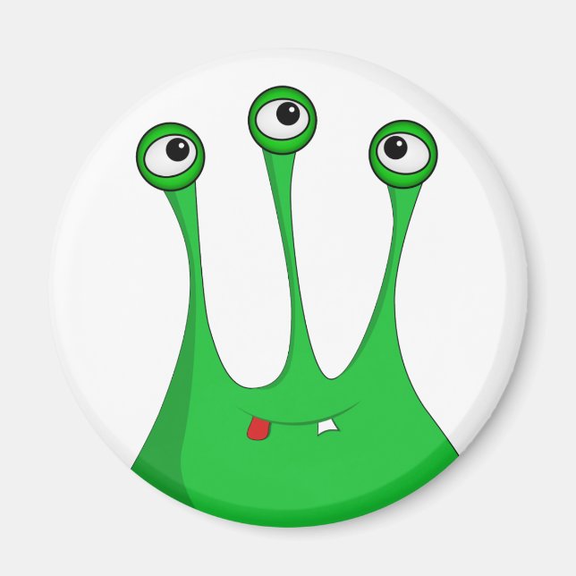 Green cartoon alien magnet (Front)