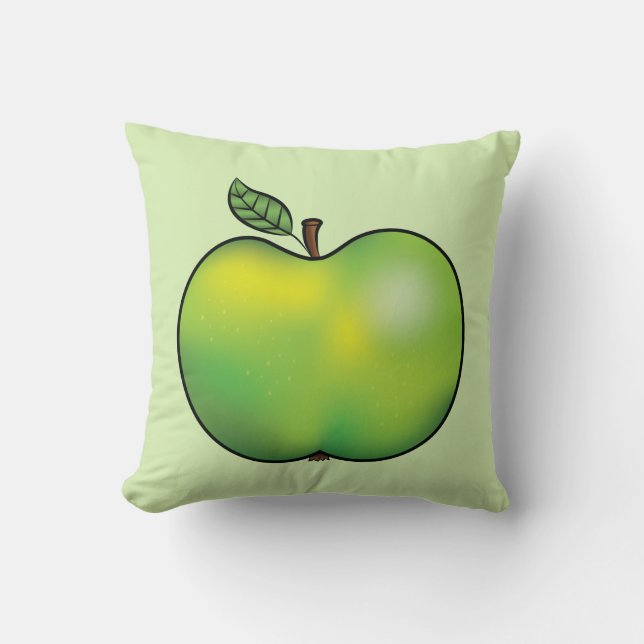 Green Cartoon Apple Fruit Illustration Cushion (Front)