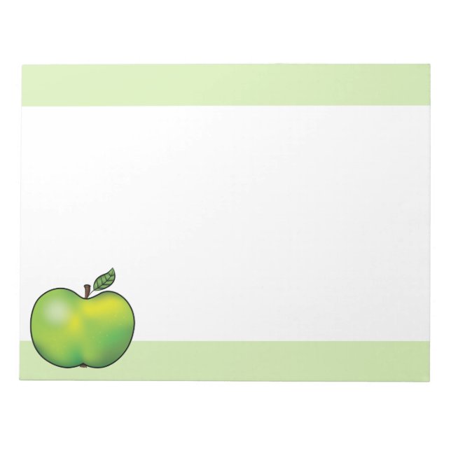 Green Cartoon Apple Fruit Illustration Notepad (Front)