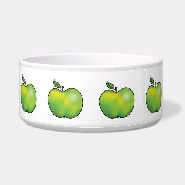 Green Cartoon Apple Fruits Illustrated With A Leaf (Front)