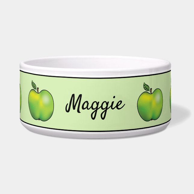 Green Cartoon Apple Fruits With Custom Pet Name (Front)