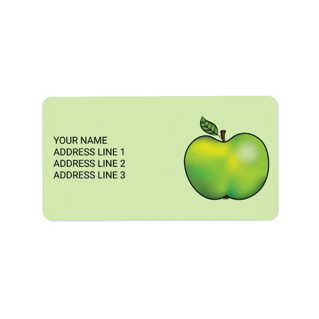 Green Cartoon Apple Illustration With Custom Text Label (Front)