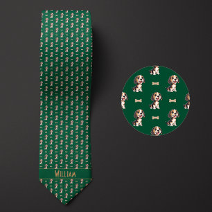 Green Cartoon Beagle Tie