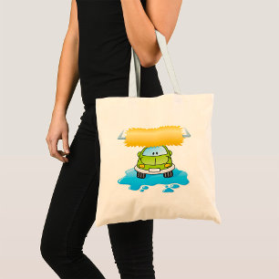 Green Cartoon Car Wash Happy Little Car Tote Bag