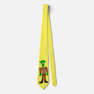green cartoon monster man Halloween art Tie