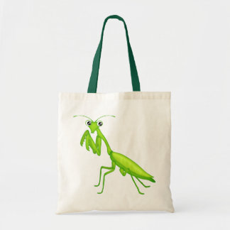 Green Cartoon Praying Mantis Canvas Tote Bag