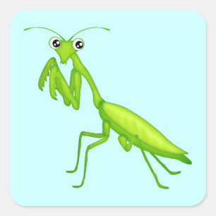 Green Cartoon Praying Mantis Sticker Sheets
