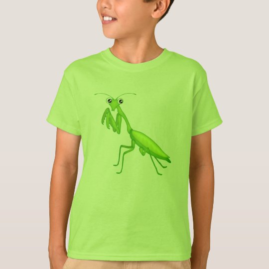Green Cartoon Praying Mantis Youth Apparel T-Shirt