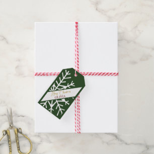 Green Carved Christmas Ornaments Gift Tags