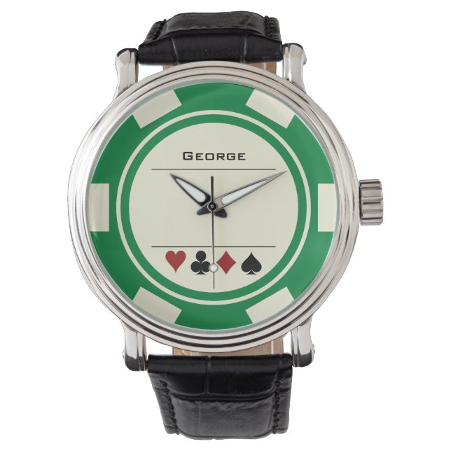 Green Casino Poker Chip Las Vegas Watch (Front)