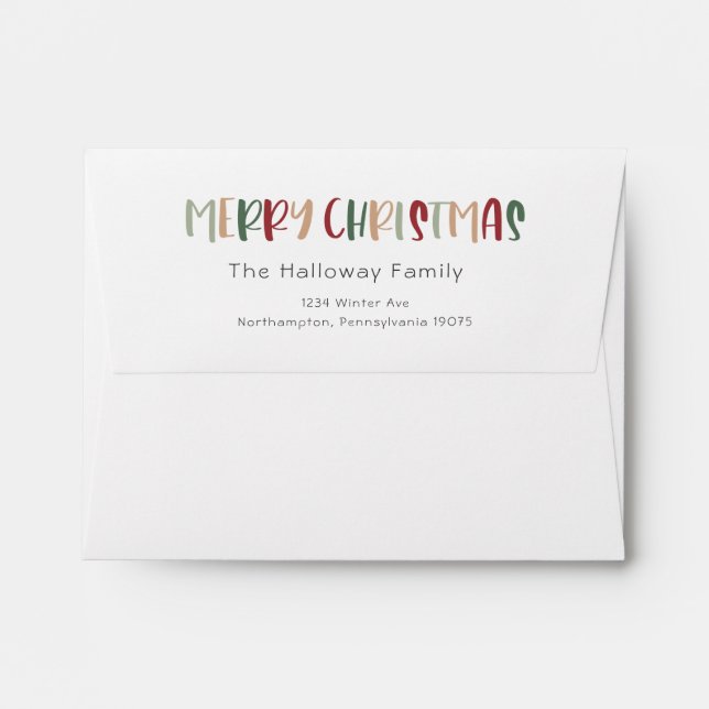 Green Casual Colourful Christmas Card Envelope (Back (Top Flap))