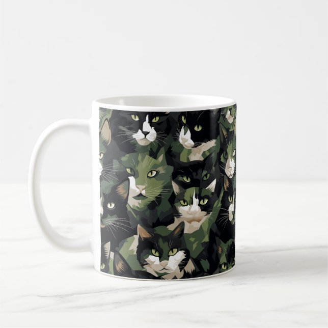 Green Cat Camouflage Coffee Mug (Left)