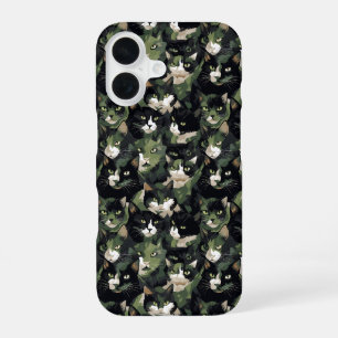 Green Cat Camouflage iPhone 16 Case