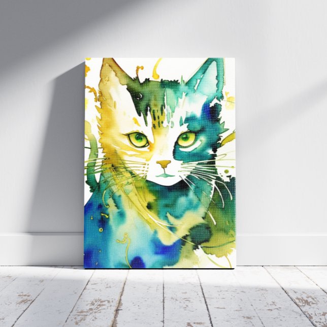 Green Cat Canvas Print (Creator Uploaded)