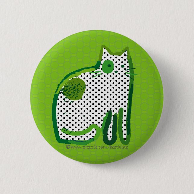 'green cat' digital painting pin (Front)