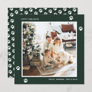 Green Cat Dog Owner Photo Happy Pawlidays Card