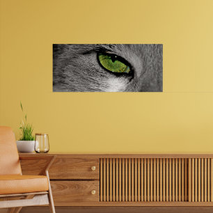 Green Cat Eye Gift Wrap – Vivid Feline Gaze in Art Poster
