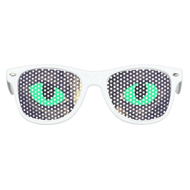 GREEN CAT EYES. FELINE EMOJI EYES. KIDS SUNGLASSES (Front)