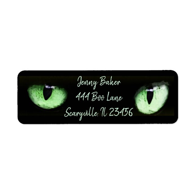 Green Cat Eyes Halloween Spooky Black (Front)