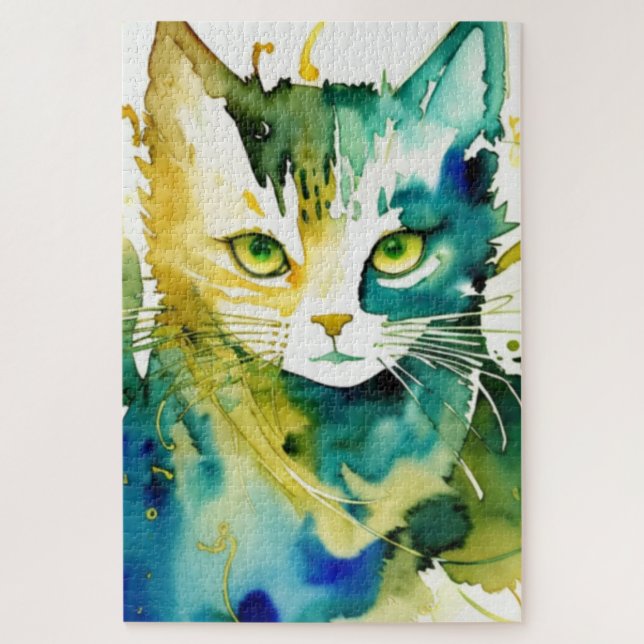 Green Cat Jigsaw Puzzle (Vertical)