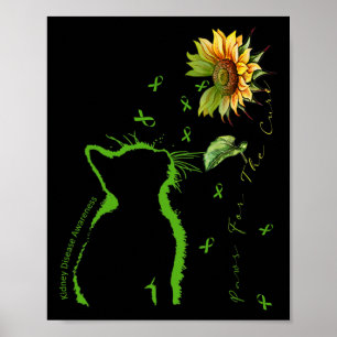 Green Cat Paws For The Cure Kidney Disease Awarene Poster