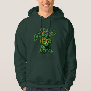 Green cat saint patrick's day hoodie