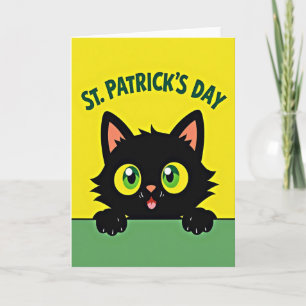 Green Cat St Patricks Day Card