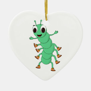 Green Caterpillar Ceramic Tree Decoration
