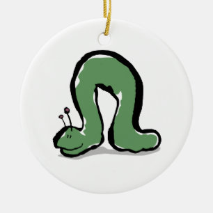 green caterpillar ceramic tree decoration