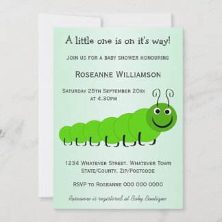 Green Caterpillar Insect Design  Baby Shower Invitation