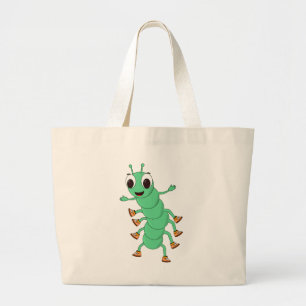 Green Caterpillar Large Tote Bag