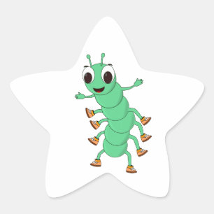 Green Caterpillar Star Sticker