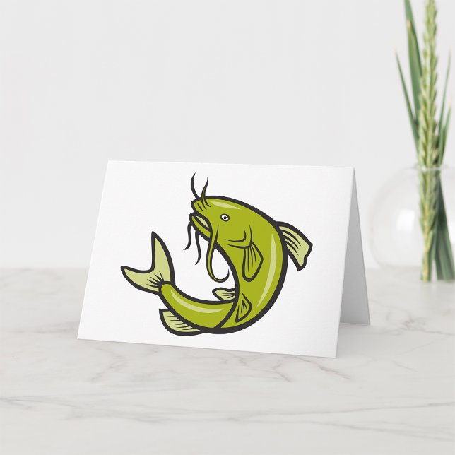 Green Catfish Greeting Cards (Creator Uploaded)