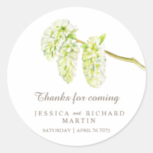 Green catkins spring thank you wedding sticker
