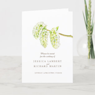 Green catkins watercolor art wedding programme