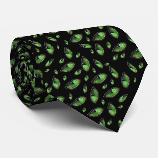 Green Cats Eyes, Neck Tie (Rolled)