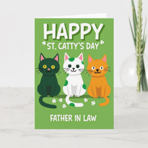 Green Cats Shamrocks Father In Law Card