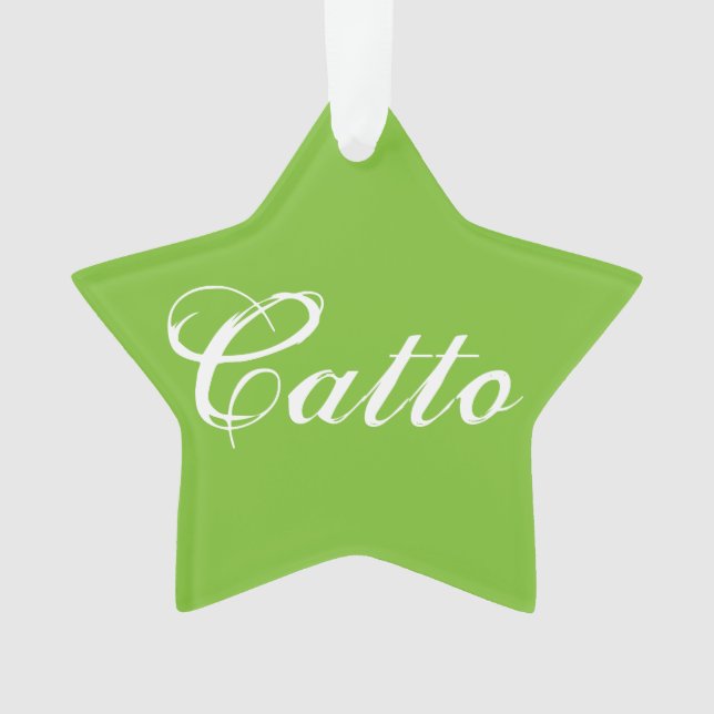 Green "Catto" Star Ornament (Front)
