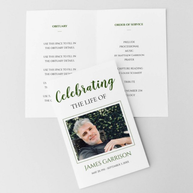 Green Celebration of Life Funeral Program (Creator Uploaded)