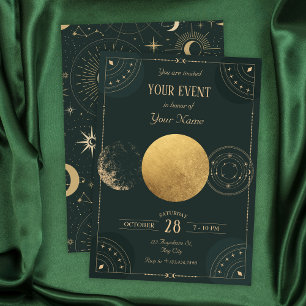 Green celestial Moon mystical  Invitation